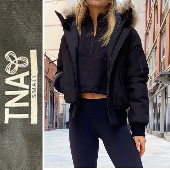 Aritzia Jackets & Blazers - ARITZIA TNA ST MORITZ SHORT PARKA Fur Hood black S